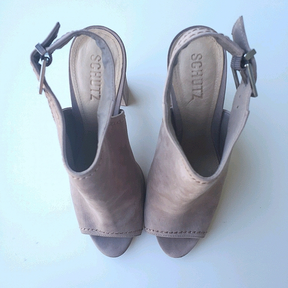 Schutz Hermina Peep Toe Nubuck Bootie - Picture 3 of 6